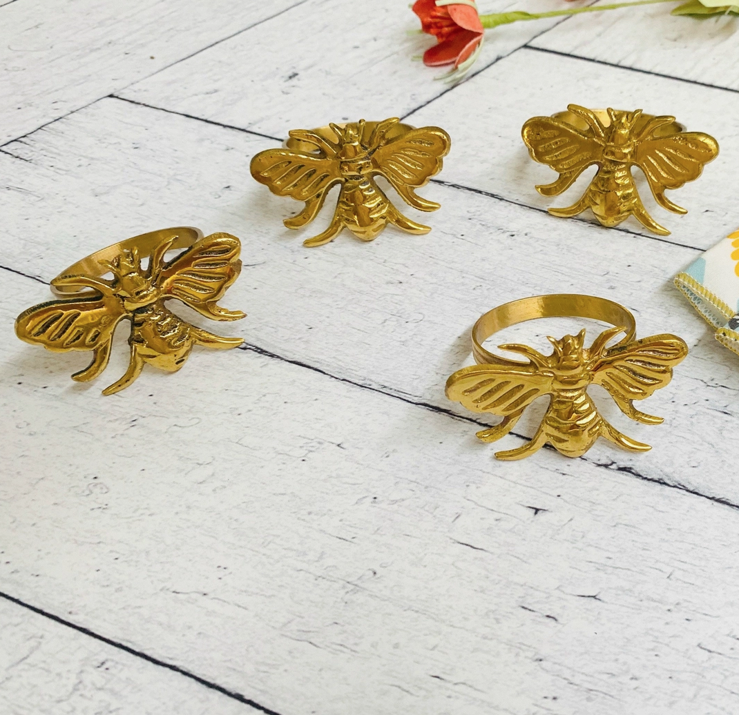 Honey Bee Napkin Rings, Set of Four The Bungalow Market